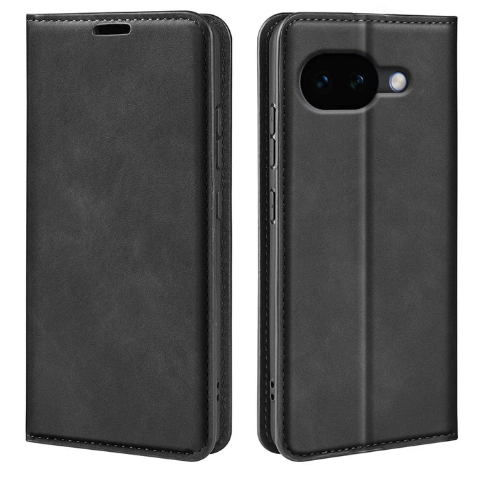 For Google Pixel 10a Case Skin Touch Leather Wallet Phone Cover - Black - 1