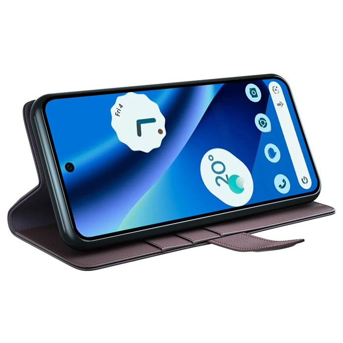For Google Pixel 10a Case Genuine Split Leather Phone Cover with Wallet Stand - Brown - 3