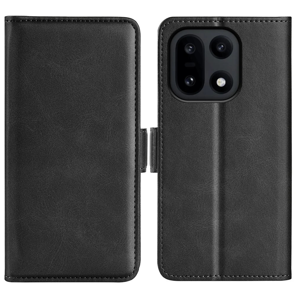 For OnePlus 15 5G Case Calf Texture Leather Wallet Phone Cover - Black - 1