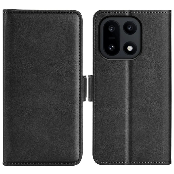 For OnePlus 15 5G Case Calf Texture Leather Wallet Phone Cover - Black - 1