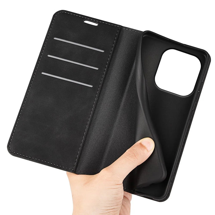 For OnePlus 15 5G Case Skin Touch Leather Wallet Phone Cover - Black - 5
