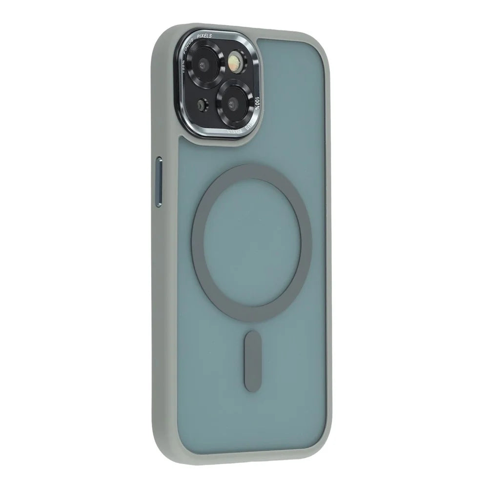 For iPhone 15 Plus Magnetic Case TPU + Acrylic Hybrid Phone Shell - Grey - 1
