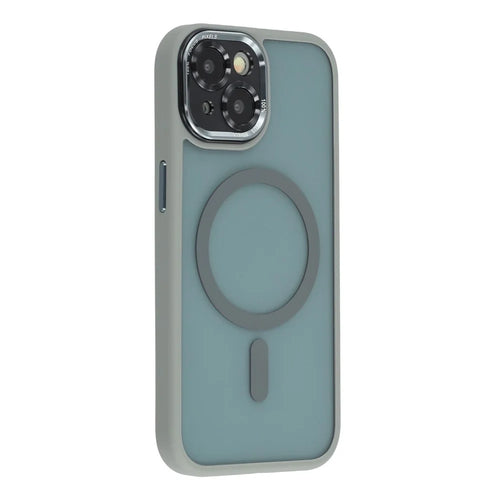 For iPhone 15 Plus Magnetic Case TPU + Acrylic Hybrid Phone Shell - Grey - 1