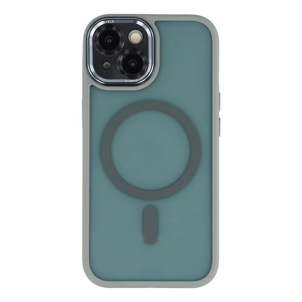 For iPhone 15 Plus Magnetic Case TPU + Acrylic Hybrid Phone Shell - Grey - 3