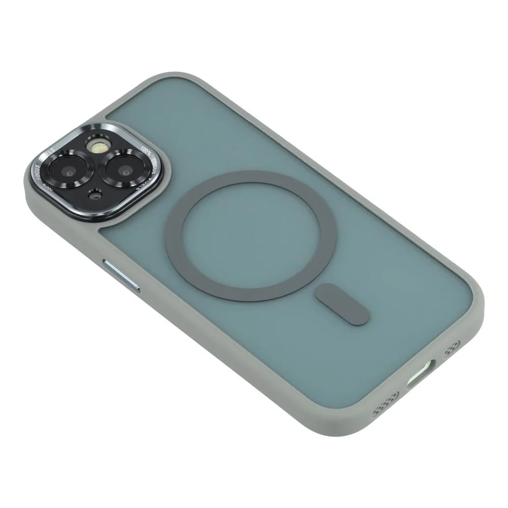 For iPhone 15 Plus Magnetic Case TPU + Acrylic Hybrid Phone Shell - Grey - 4