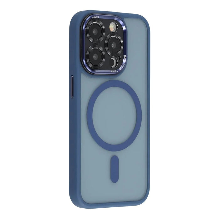 For iPhone 14 Pro Max Magnetic Case TPU + Acrylic Hybrid Phone Shell - Blue - 1