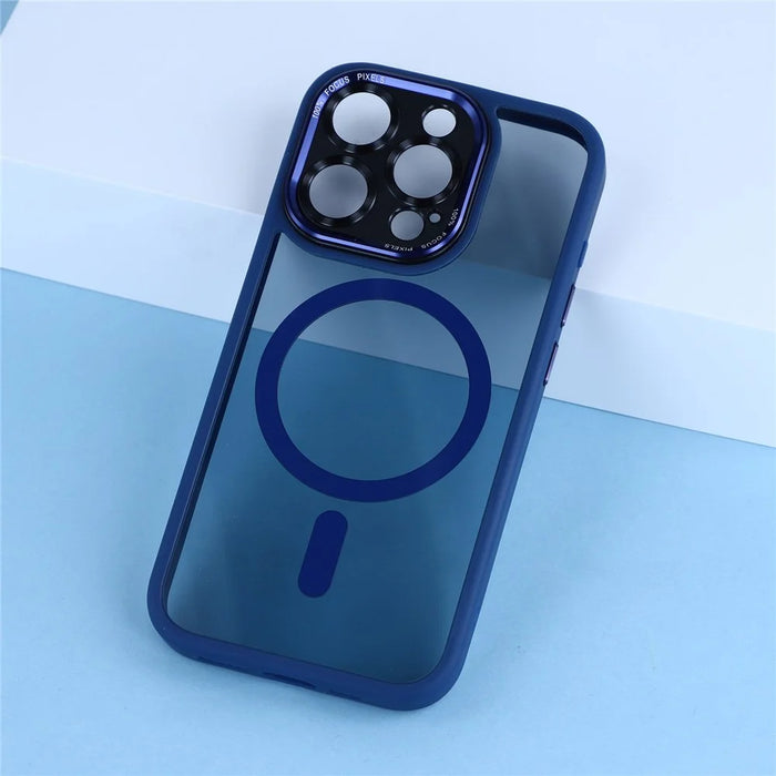 For iPhone 14 Pro Max Magnetic Case TPU + Acrylic Hybrid Phone Shell - Blue - 6