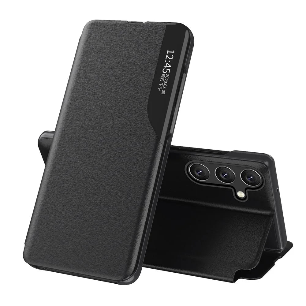 For Samsung Galaxy S26 / S26 Pro Phone Case View Window Folio Flip PU Leather Stand Cover - Black - 1