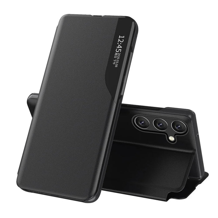 For Samsung Galaxy S26 / S26 Pro Phone Case View Window Folio Flip PU Leather Stand Cover - Black - 1