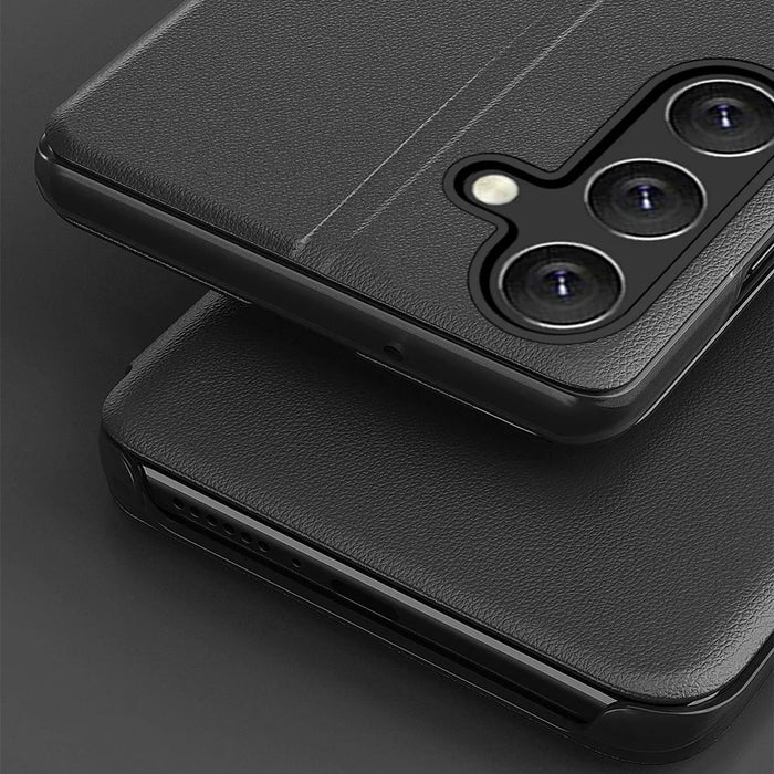 For Samsung Galaxy S26+ Phone Case View Window Folio Flip PU Leather Stand Cover - Black - 4