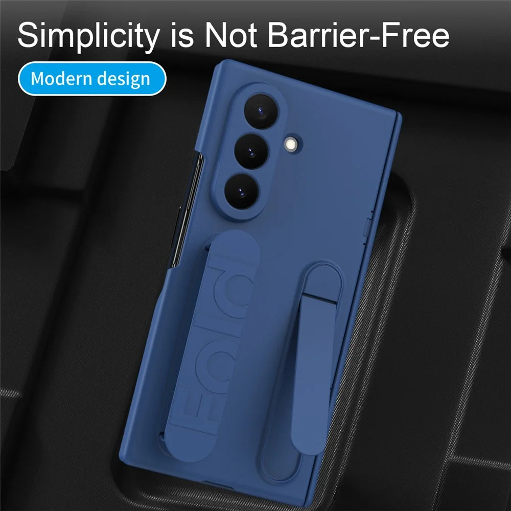 For Samsung Galaxy Z TriFold 5G Case with Tempered Glass Film Silicone Wristband Kickstand PC Phone Cover - Blue - 3