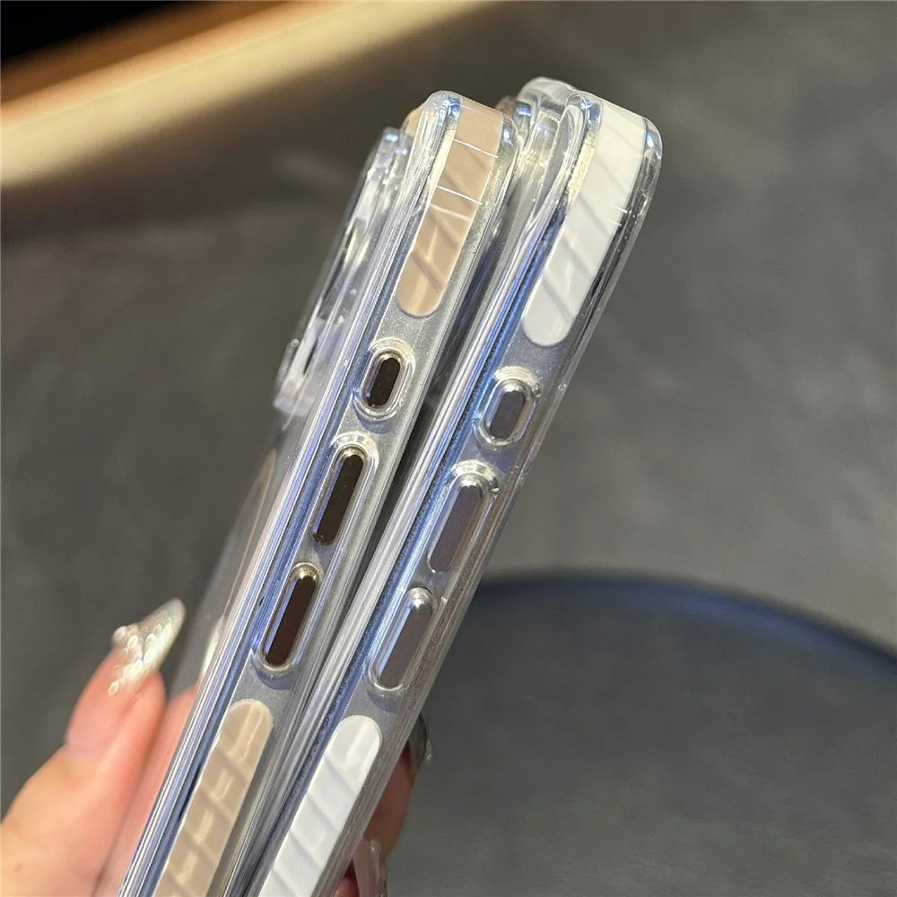 For iPhone 16 Pro Max Case Compatible with MagSafe TPU PC Clear Phone Cover with Metal Buttons - Blue - 6