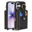 For iPhone 17 Case with Zipper Pouch  /  Ring Kickstand  /  Strap Litchi Texture PU + TPU Phone Cover - Black - 2