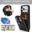 For iPhone 18 Pro / 17 Pro Case with Zipper Pouch  /  Ring Kickstand  /  Strap Litchi Texture PU + TPU Phone Cover - Black - 5