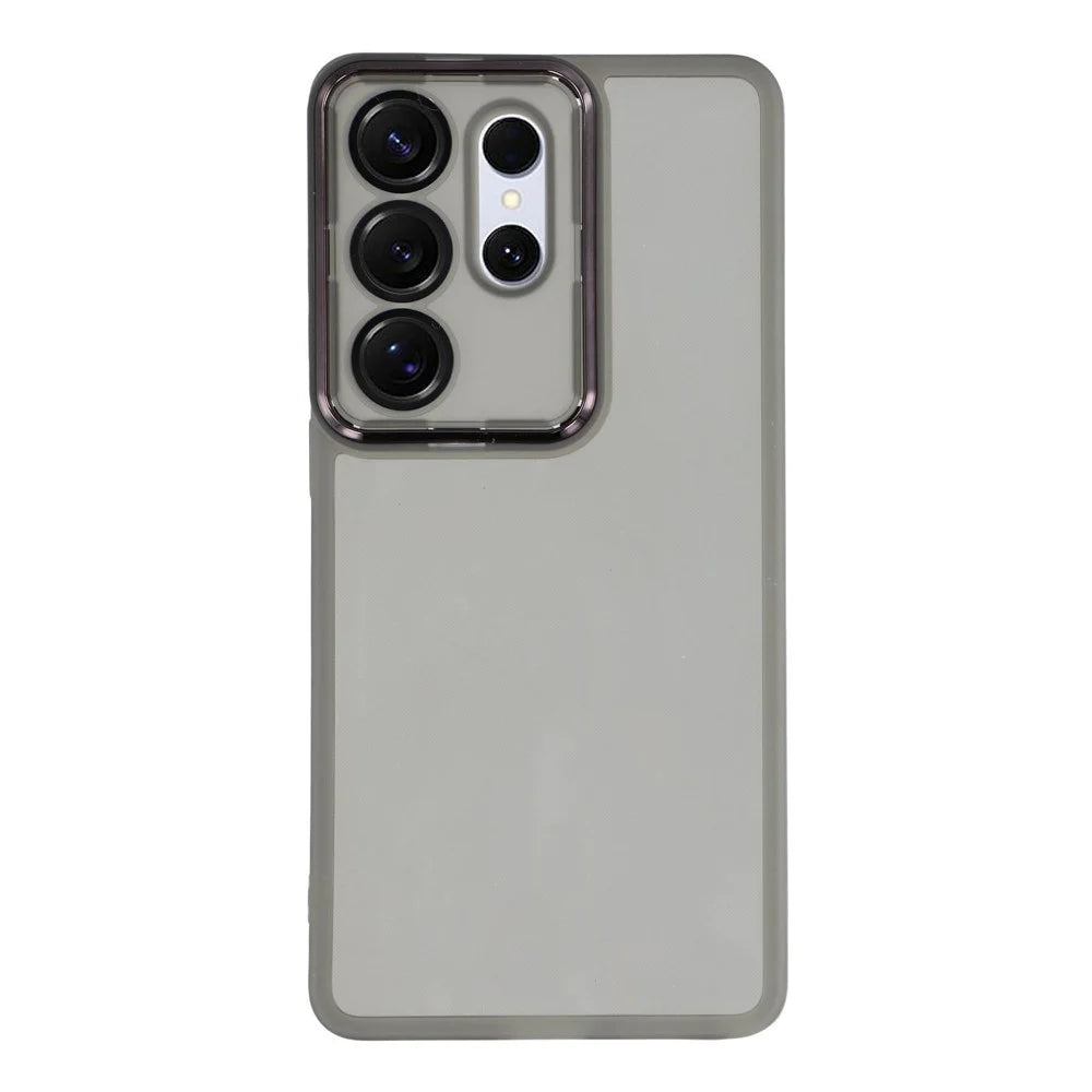 For Samsung Galaxy S26 Ultra Case Electroplated Camera Frame TPU Phone Cover - Transparent Black - 1