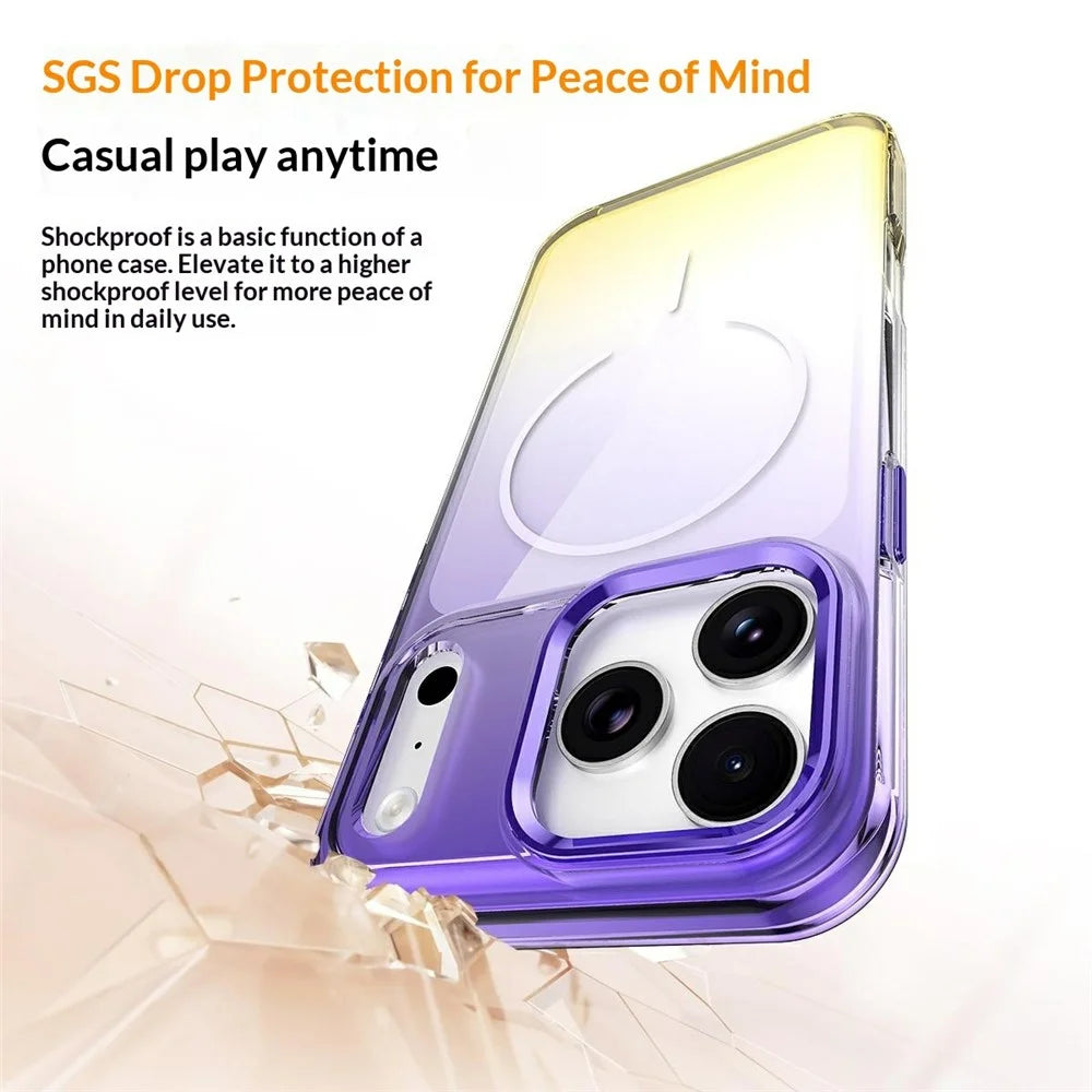For iPhone 17 Pro Magnetic Case Gradient Color Hard PC Phone Back Cover - Pink - 5