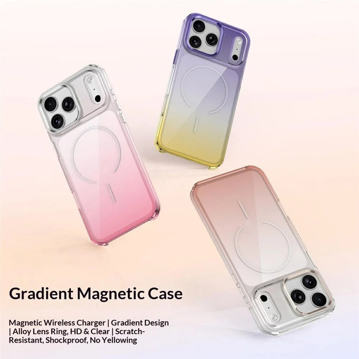 For iPhone 17 Pro Max Magnetic Case Gradient Color Hard PC Phone Back Cover - Pink - 2