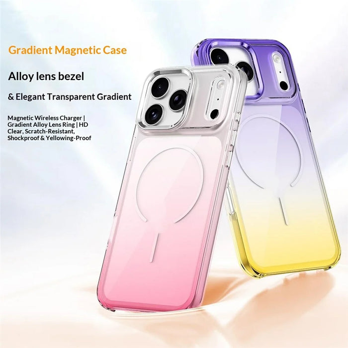 For iPhone 17 Pro Max Magnetic Case Gradient Color Hard PC Phone Back Cover - Pink - 3