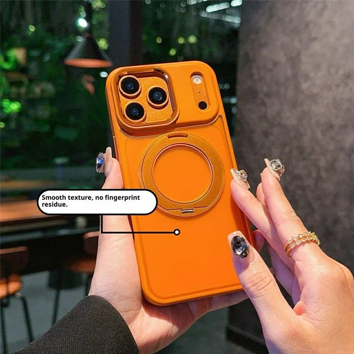For iPhone 17 Pro Max Case Rotating Kickstand PC + TPU Shockproof Phone Back Cover Compatible with MagSafe - Orange - 4