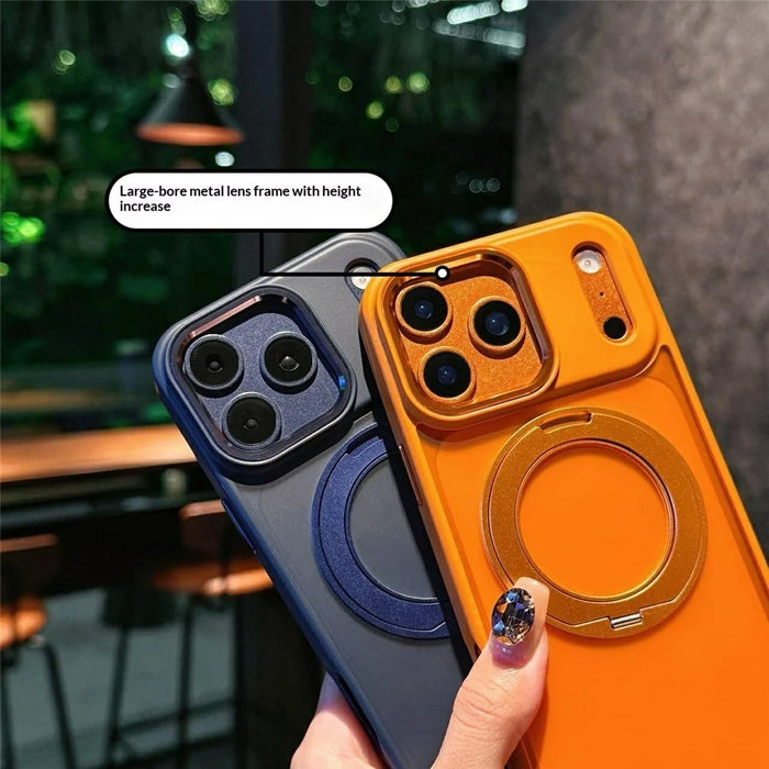 For iPhone 17 Pro Max Case Rotating Kickstand PC + TPU Shockproof Phone Back Cover Compatible with MagSafe - Orange - 6