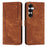 For Samsung Galaxy S26+ Stand Case Imprinted Lines Leather Phone Cover - Brown - 1