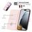 For iPhone 18 Pro Max / 17 Pro Max Case RFID Blocking Wallet Stand Imprinted Cat Pattern Leather Flip Phone Cover with Wrist Strap - Pink - 5