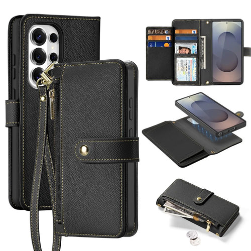 DUX DUCIS For Samsung Galaxy S26 Ultra Case  Lawa Series Detachable Magnetic Cowhide Leather Cover Zipper Wallet - Black - 1