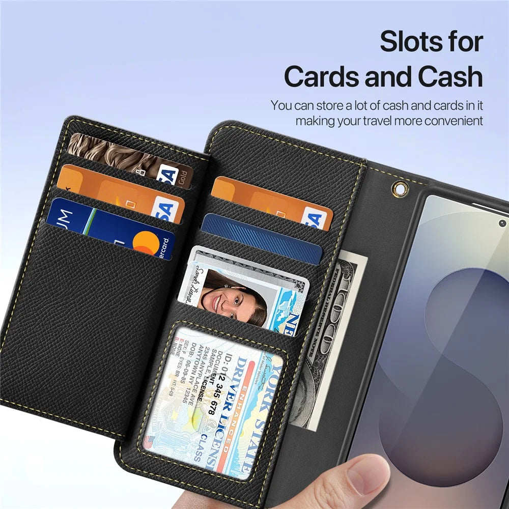 DUX DUCIS For Samsung Galaxy S26 Ultra Case  Lawa Series Detachable Magnetic Cowhide Leather Cover Zipper Wallet - Black - 7