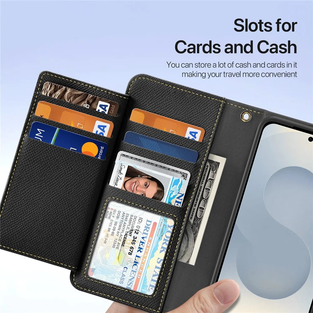 DUX DUCIS For Samsung Galaxy S26 Case  Lawa Series Detachable Magnetic Cowhide Leather Cover Zipper Wallet - Black - 7