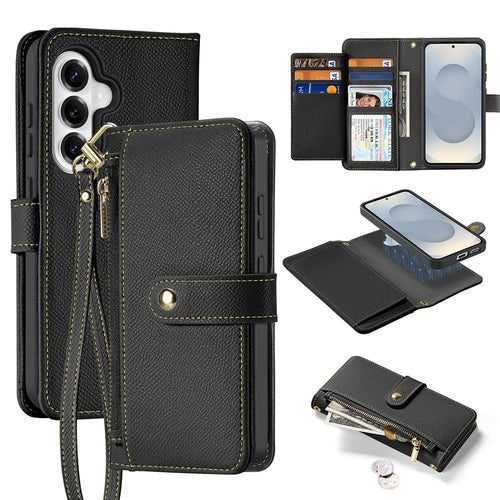 DUX DUCIS For Samsung Galaxy S26+ Case  Lawa Series Detachable Magnetic Cowhide Leather Cover Zipper Wallet - Black - 1