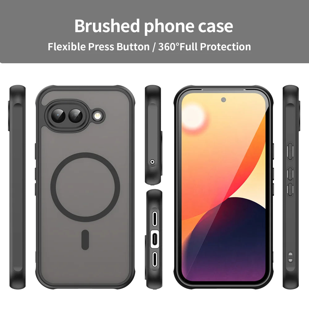 WANLONFENG For Google Pixel 10a Magnetic Case with Screen Film  FD Series Skin Touch TPU + PC Phone Back Cover - Black - 3