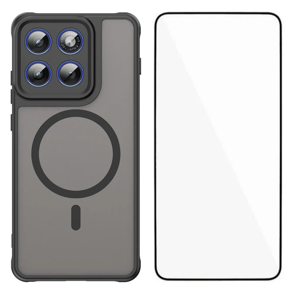 WANLONFENG For Motorola Edge 70 5G Magnetic Case with Screen Film  FD Series Skin Touch TPU + PC Phone Back Cover - Black - 1