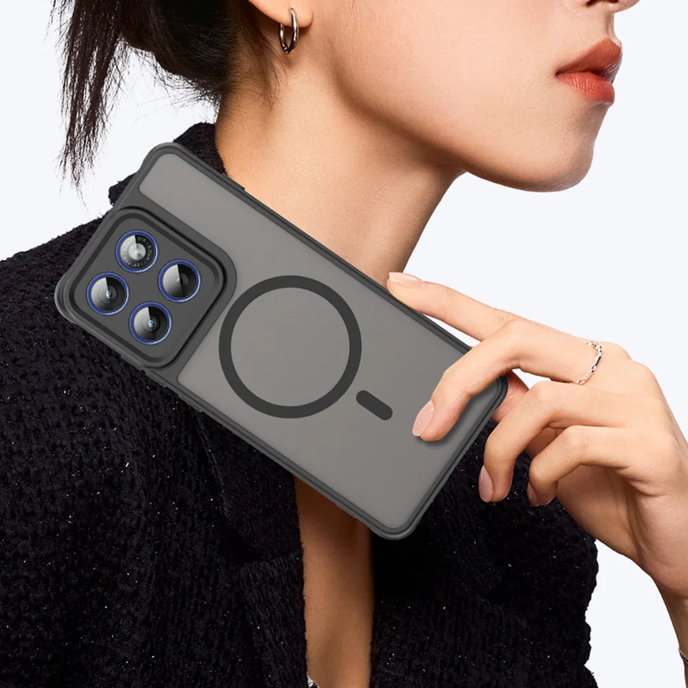 WANLONFENG For Motorola Edge 70 5G Magnetic Case with Screen Film  FD Series Skin Touch TPU + PC Phone Back Cover - Black - 4