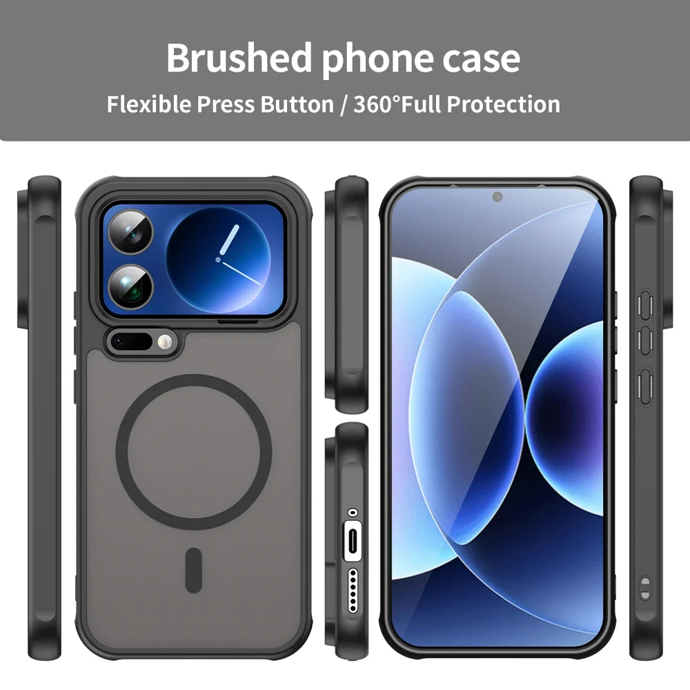 WANLONFENG For Xiaomi 17 Pro Max Magnetic Case with Screen Film  FD Series Skin Touch TPU + PC Phone Back Cover - Black - 3