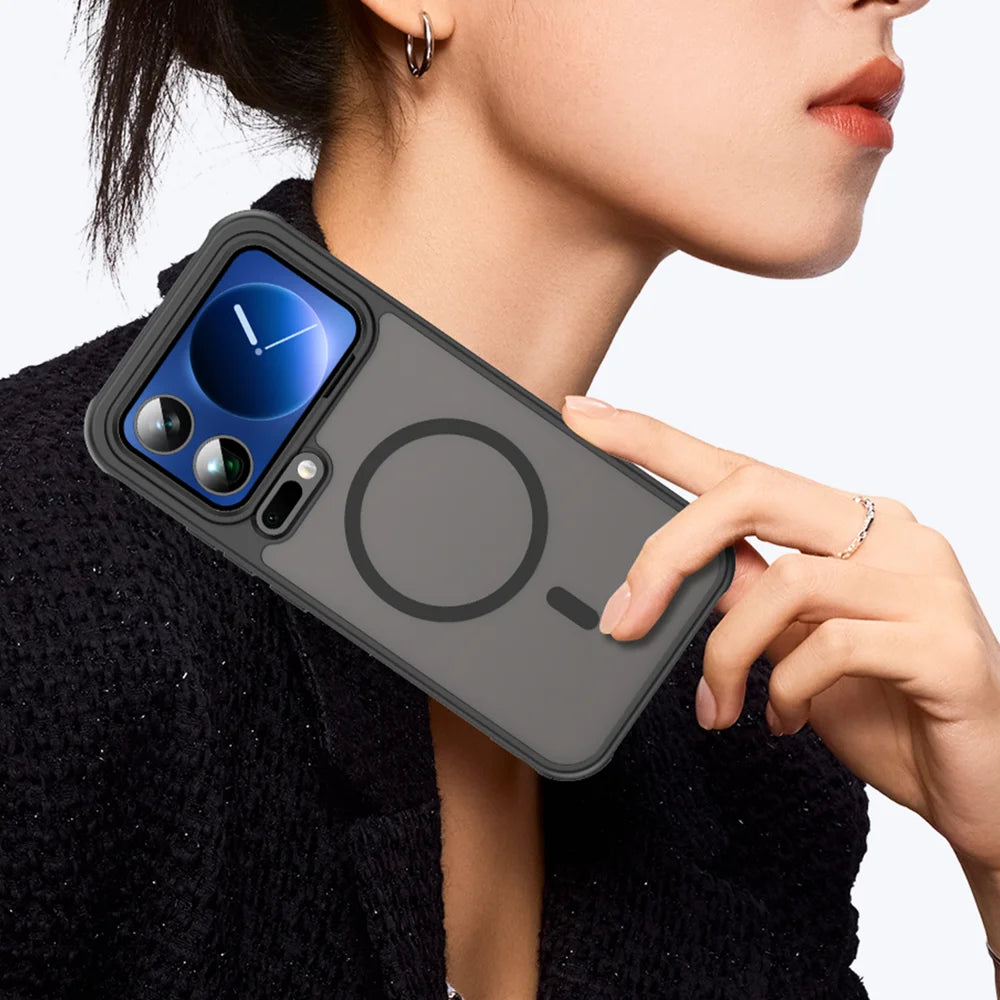 WANLONFENG For Xiaomi 17 Pro Max Magnetic Case with Screen Film  FD Series Skin Touch TPU + PC Phone Back Cover - Black - 4