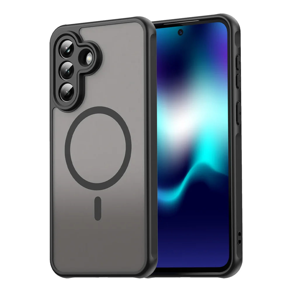 WANLONFENG For Samsung Galaxy A37 5G Magnetic Case with Screen Film  FD Series Skin Touch TPU + PC Phone Back Cover - Black - 2