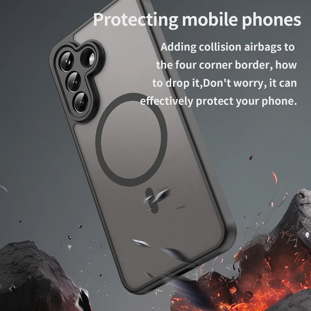 WANLONFENG For Samsung Galaxy A37 5G Magnetic Case with Screen Film  FD Series Skin Touch TPU + PC Phone Back Cover - Black - 5