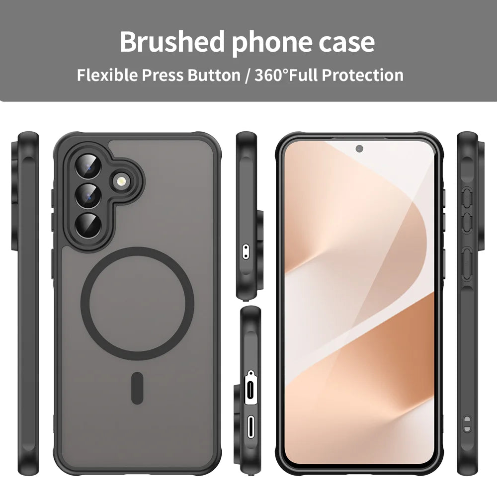 WANLONFENG For Samsung Galaxy A57 5G Magnetic Case with Screen Film  FD Series Skin Touch TPU + PC Phone Back Cover - Black - 3