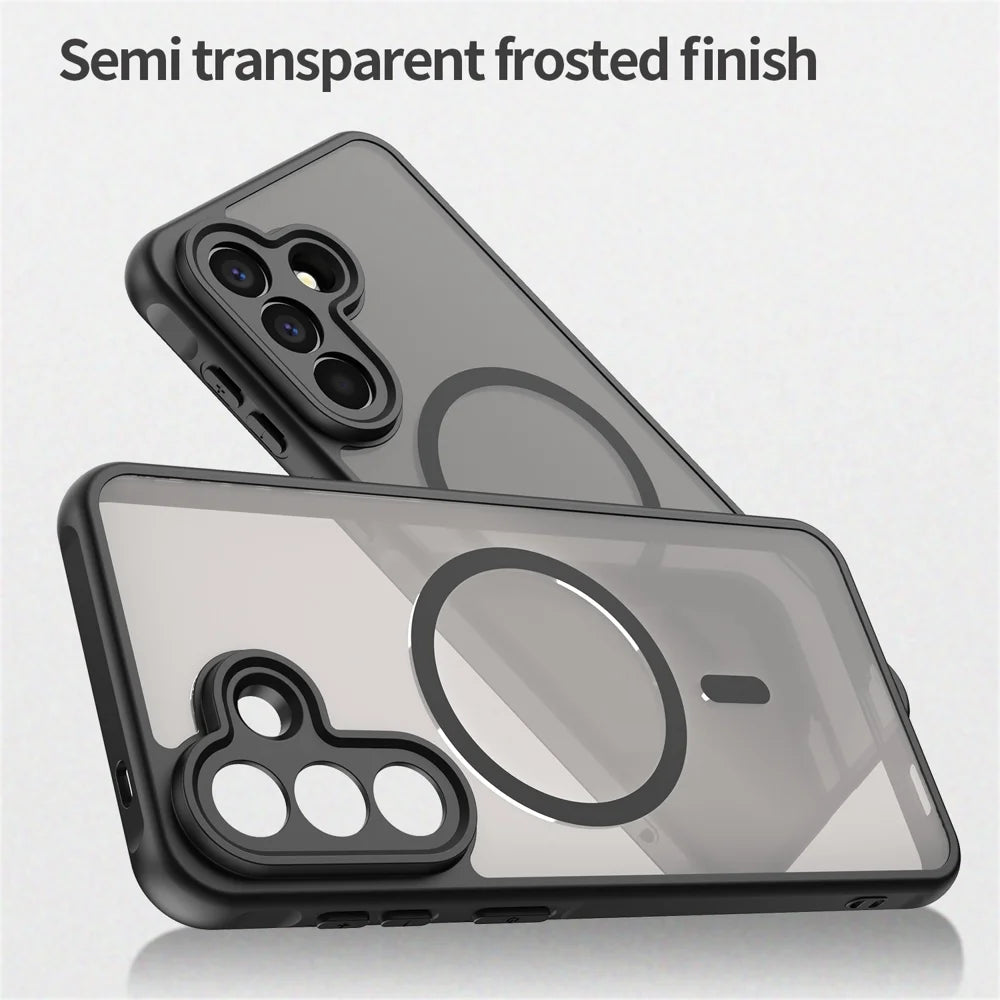 WANLONFENG For Samsung Galaxy A57 5G Magnetic Case with Screen Film  FD Series Skin Touch TPU + PC Phone Back Cover - Black - 6