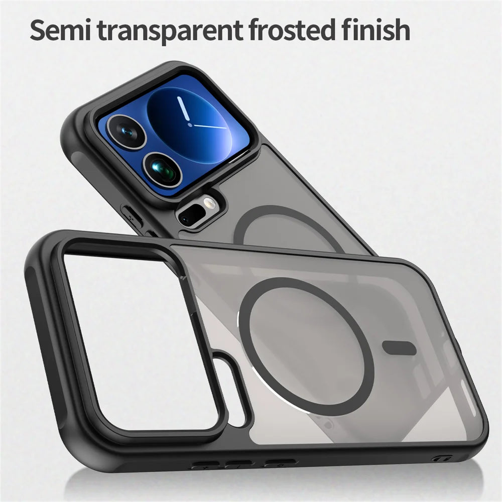 WANLONFENG For Xiaomi 17 Pro Magnetic Case FD Series PC TPU Skin Touch Anti-drop Large Lens Phone Back Cover with Tempered Glass - Black - 6