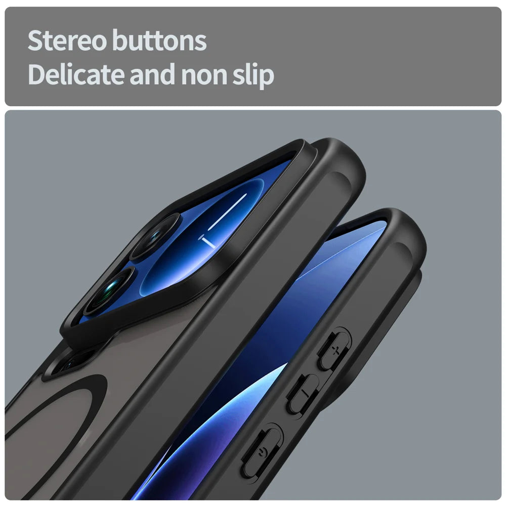 WANLONFENG For Xiaomi 17 Pro Magnetic Case FD Series PC TPU Skin Touch Anti-drop Large Lens Phone Back Cover with Tempered Glass - Black - 7