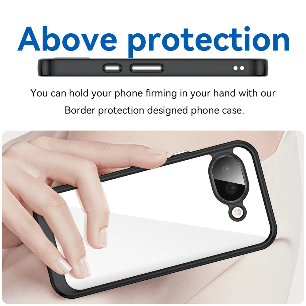 WANLONFENG For Google Pixel 10a Phone Case  XC Series TPU Acrylic Cover with Tempered Glass (Big Lens Hole) - Black - 5