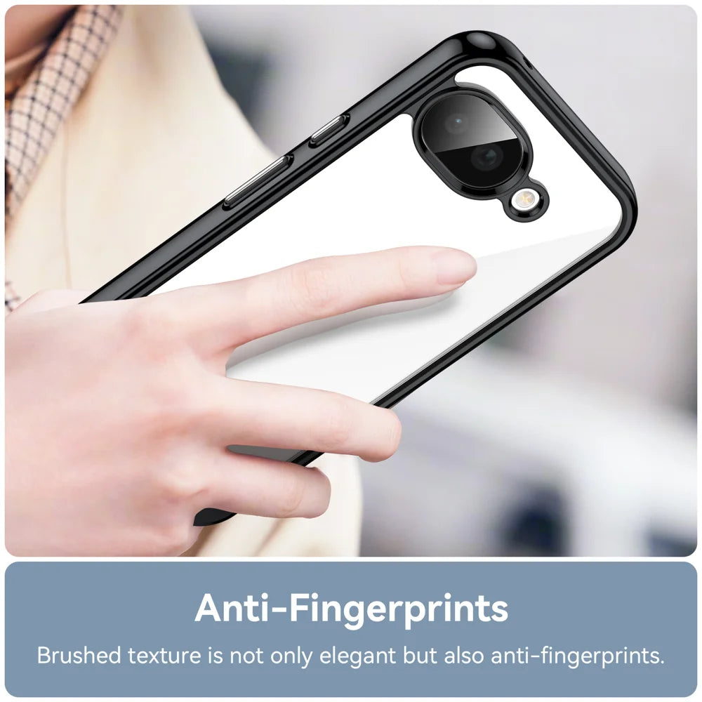 WANLONFENG For Google Pixel 10a Phone Case  XC Series TPU Acrylic Cover with Tempered Glass (Big Lens Hole) - Black - 6