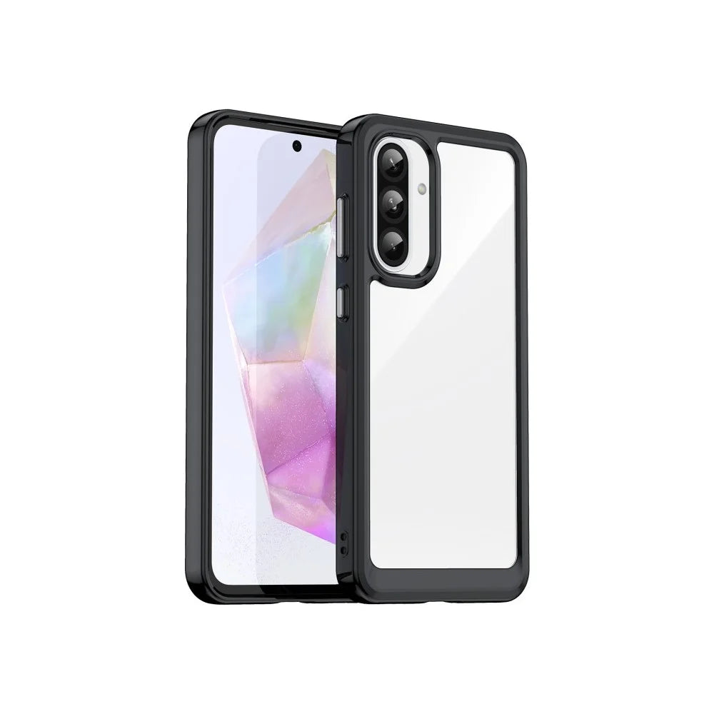WANLONFENG For Samsung Galaxy A37 5G Phone Case  XC Series TPU Acrylic Cover with Tempered Glass (Big Lens Hole) - Black - 2