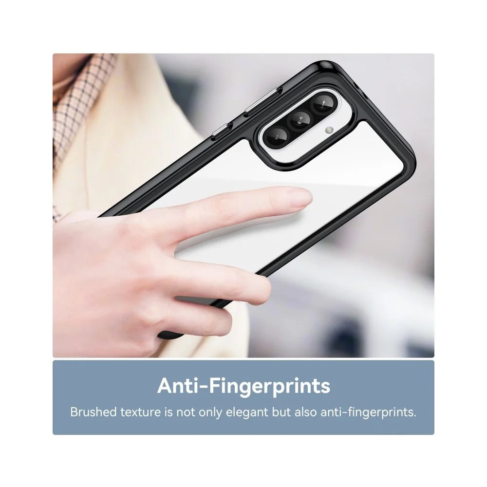 WANLONFENG For Samsung Galaxy A37 5G Phone Case  XC Series TPU Acrylic Cover with Tempered Glass (Big Lens Hole) - Black - 6