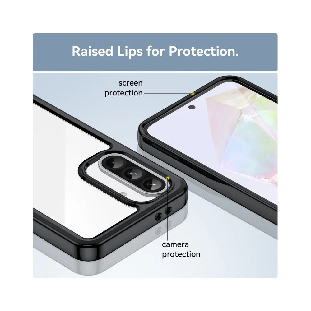 WANLONFENG For Samsung Galaxy A37 5G Phone Case  XC Series TPU Acrylic Cover with Tempered Glass (Big Lens Hole) - Black - 7