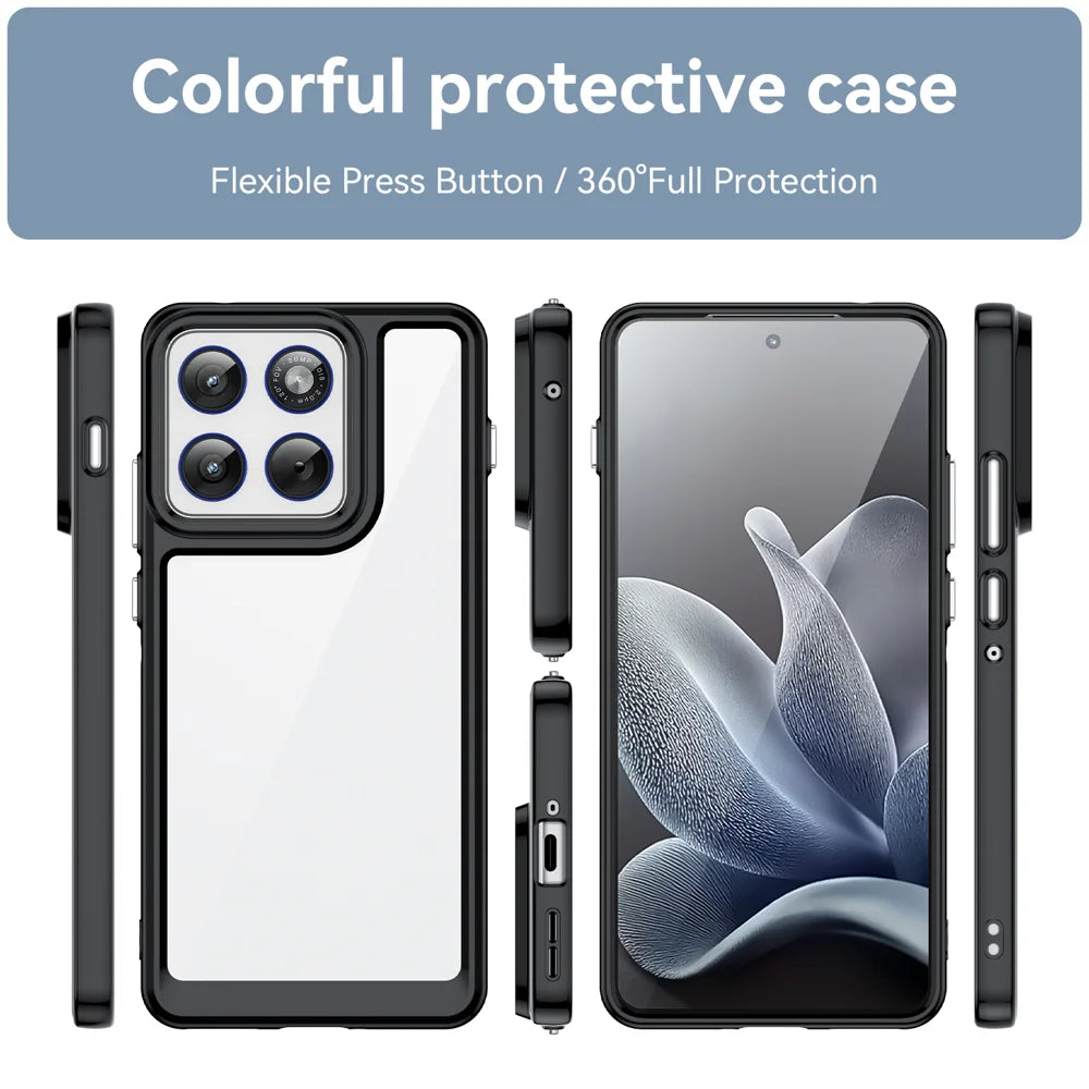 WANLONFENG For Motorola Edge 70 5G Phone Case  XC Series TPU Acrylic Cover with Tempered Glass (Big Lens Hole) - Black - 3