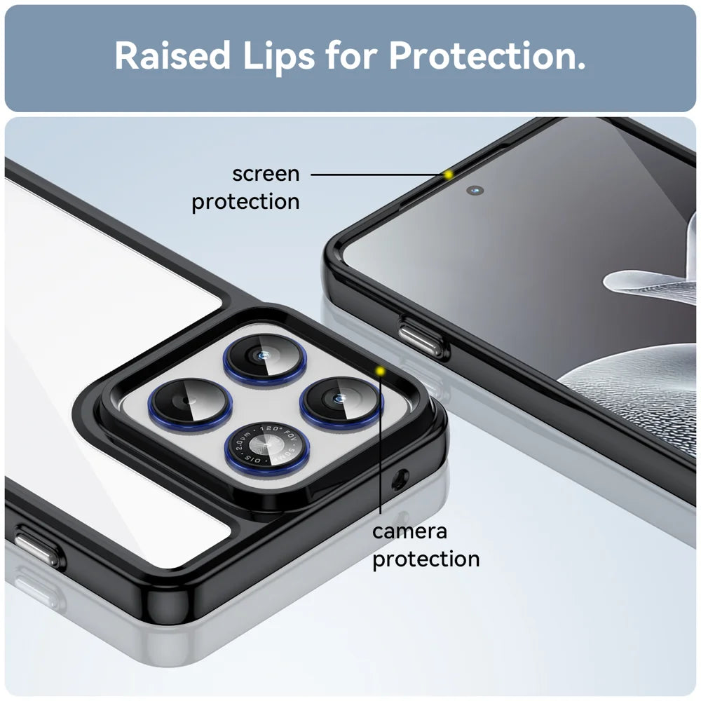 WANLONFENG For Motorola Edge 70 5G Phone Case  XC Series TPU Acrylic Cover with Tempered Glass (Big Lens Hole) - Black - 7