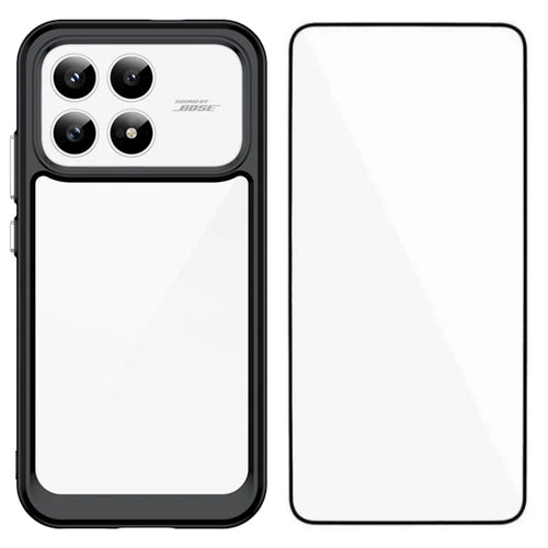 WANLONFENG For Xiaomi Redmi K90 5G / Xiaomi Poco F8 Pro 5G Phone Case  XC Series TPU Acrylic Cover with Tempered Glass (Big Lens Hole) - Black - 1