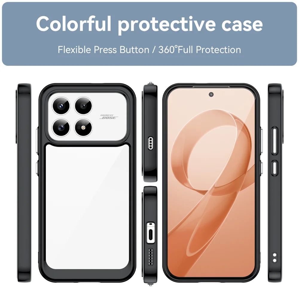WANLONFENG For Xiaomi Redmi K90 5G / Xiaomi Poco F8 Pro 5G Phone Case  XC Series TPU Acrylic Cover with Tempered Glass (Big Lens Hole) - Black - 3